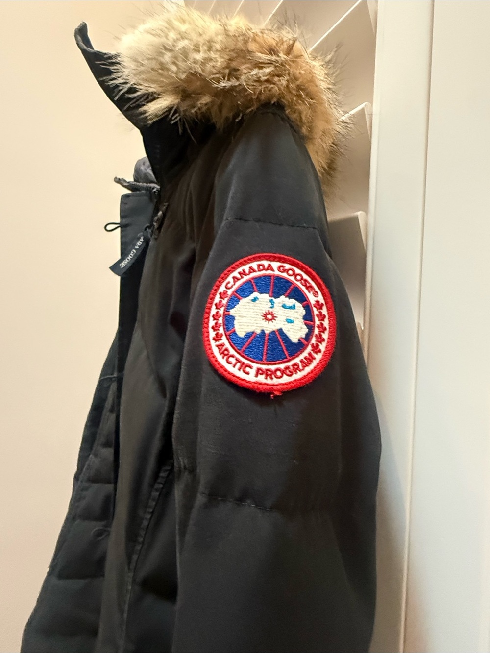 Canada Goose Loretta Black Long Puffer Coat with Natural Fur Hood Trim